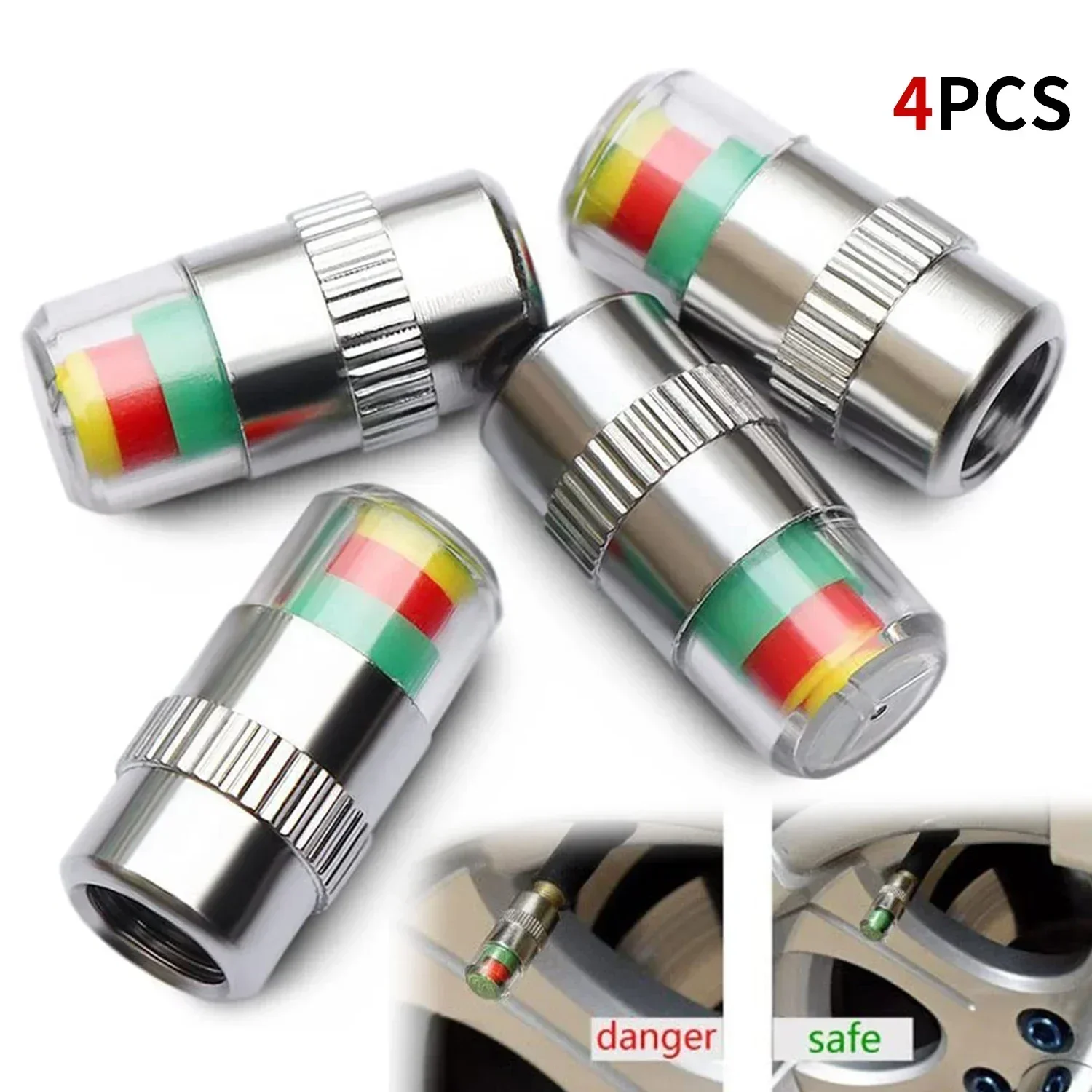 4/8PCS Car Tire Valve Caps wit - Tyre Pressure Gauge recension och pris